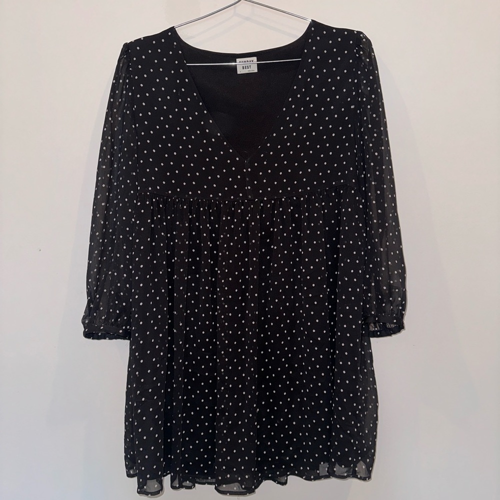 Aritzia Polka Dot Long Sleeve Dress